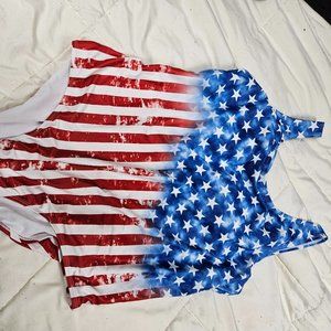 RED WHITE & BLUE! USA! FLAG! MERICA! Plus Size Swim Suit